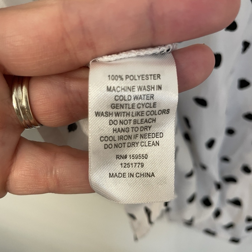 Maison d'Amélie Paris Dalmatian Dot Blouse Large Ruffle Mock Neck Smocked Cuff L - Picture 10 of 16